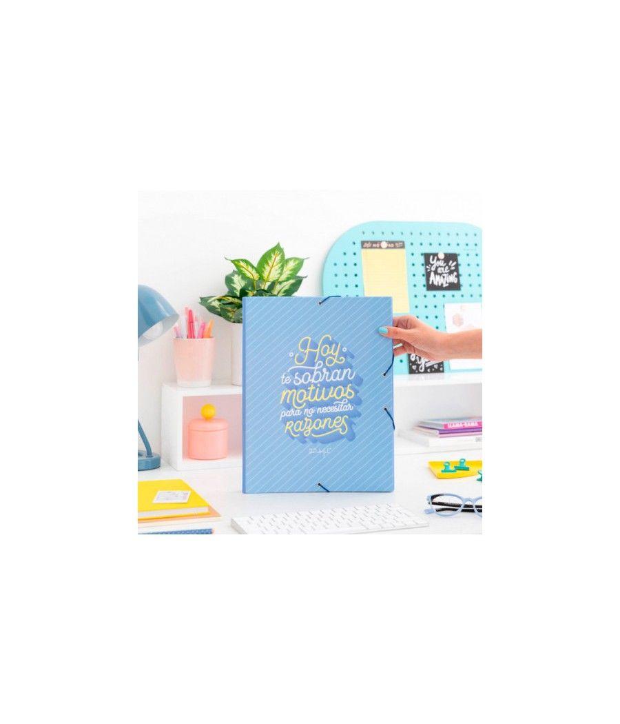 Carpeta carton separadora con goma elastica "hoy te sobran motivos para.. "mr.wonderful woa09755es