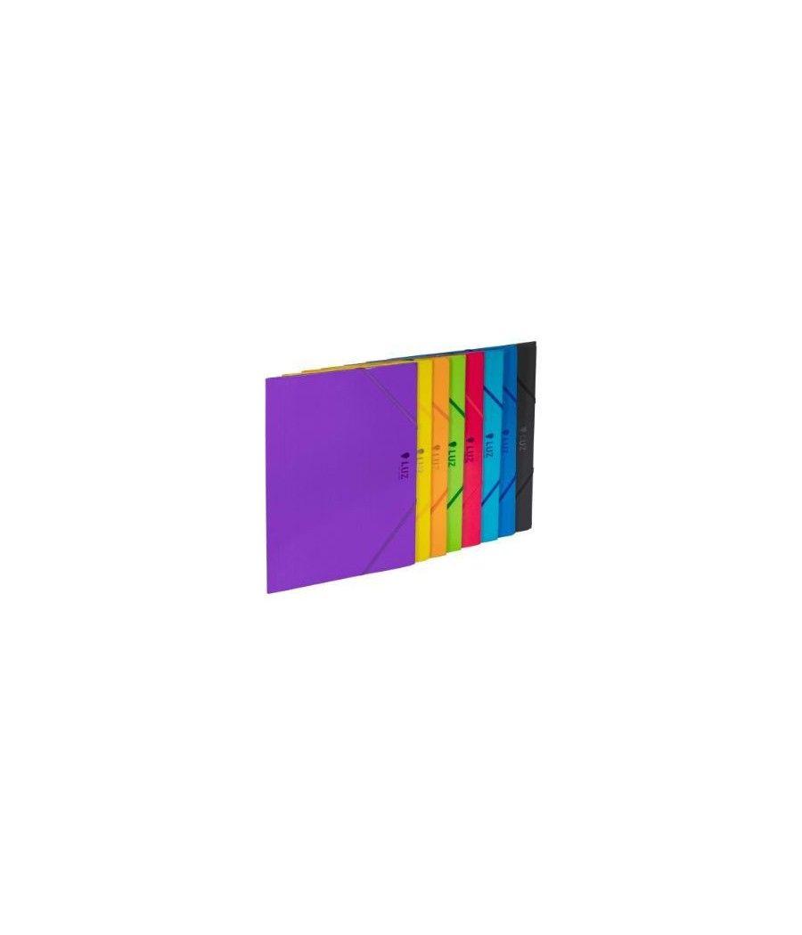 Carpeta solapas carton "luz" tamaño folio con goma color negro carchivo 2033l06 pack 5 unidades