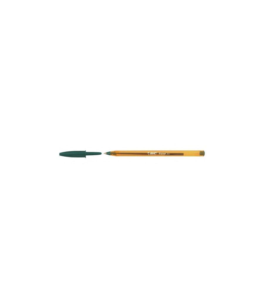 Boligrafo cristal fine cuerpo naranja trazo 0,3 mm. color verde bic 872729 pack 50 unidades
