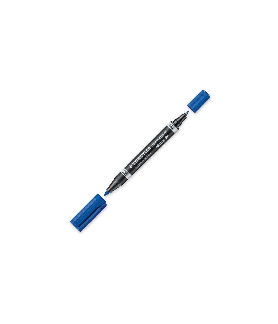 Marcador duo lumocolor permanente puntas 0,6/1mm. 1mm. azul staedtler 348-3 pack 10 unidades