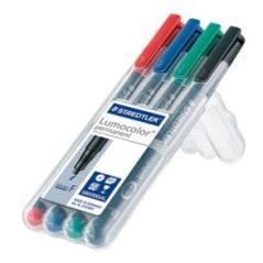 Estuche 4 marcadores lumocolor permanente punta fina 0,6mm. surtidos staedtler 318 wp4