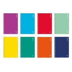 Cuaderno espiral serie basic tapa cartoncillo 60 grs. 4º (155x215mm.) 80 hojas horizontal con margen 8 colores surtidos pacsa 16