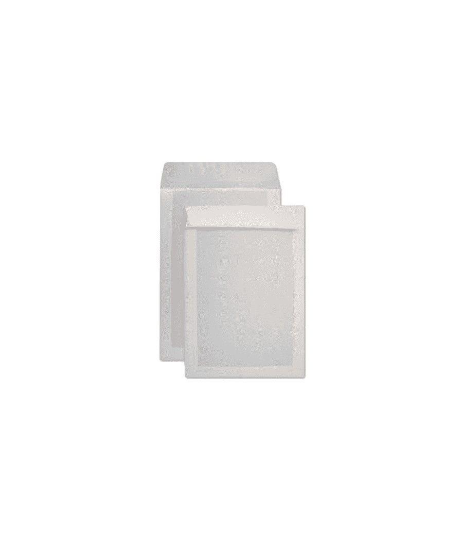 Caja 125 bolsas folio prolongado (260x360) offset blanco 120 g.cartosam respaldo cartón 450 grs. autoadhesivo tira silicona sam 