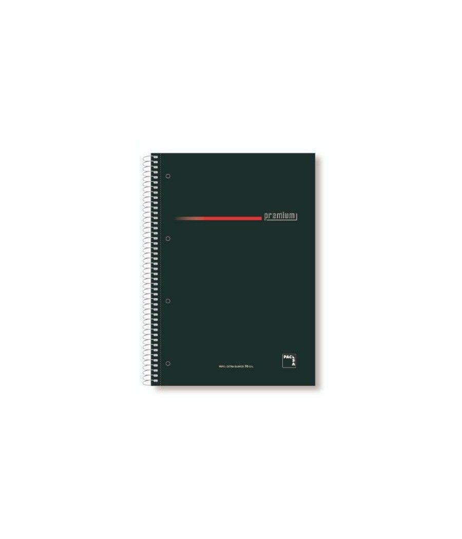 Cuaderno serie premium tapa extra dura 70 grs. a-4 (210x297mm.) microperforado 160 hojas cuadrícula 5x5 + greca negro pacsa 1639