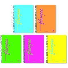 Cuaderno serie fluorpac tapa polipropileno 90 grs. fluor 4º (155x215mm.) 80 hojas cuadrícula 4x4 con margen surtido pacsa 16552 