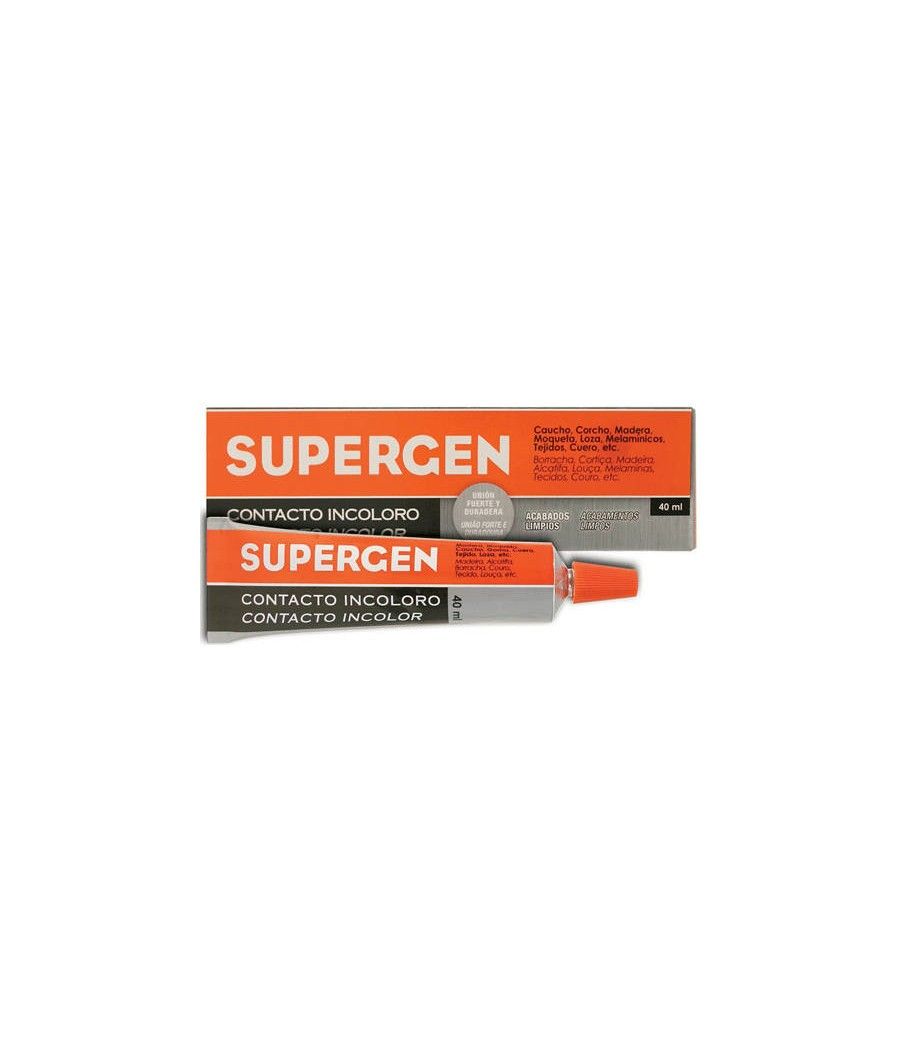 Adhesivo de contacto incoloro en tubo tipo clasico 40ml. supergen 62601-00000-04 pack 24 unidades