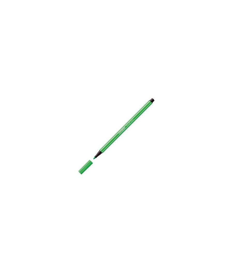 Rotulador punta fibra media 1mm. pen 68 verde neon stabilo 68/033 pack 10 unidades