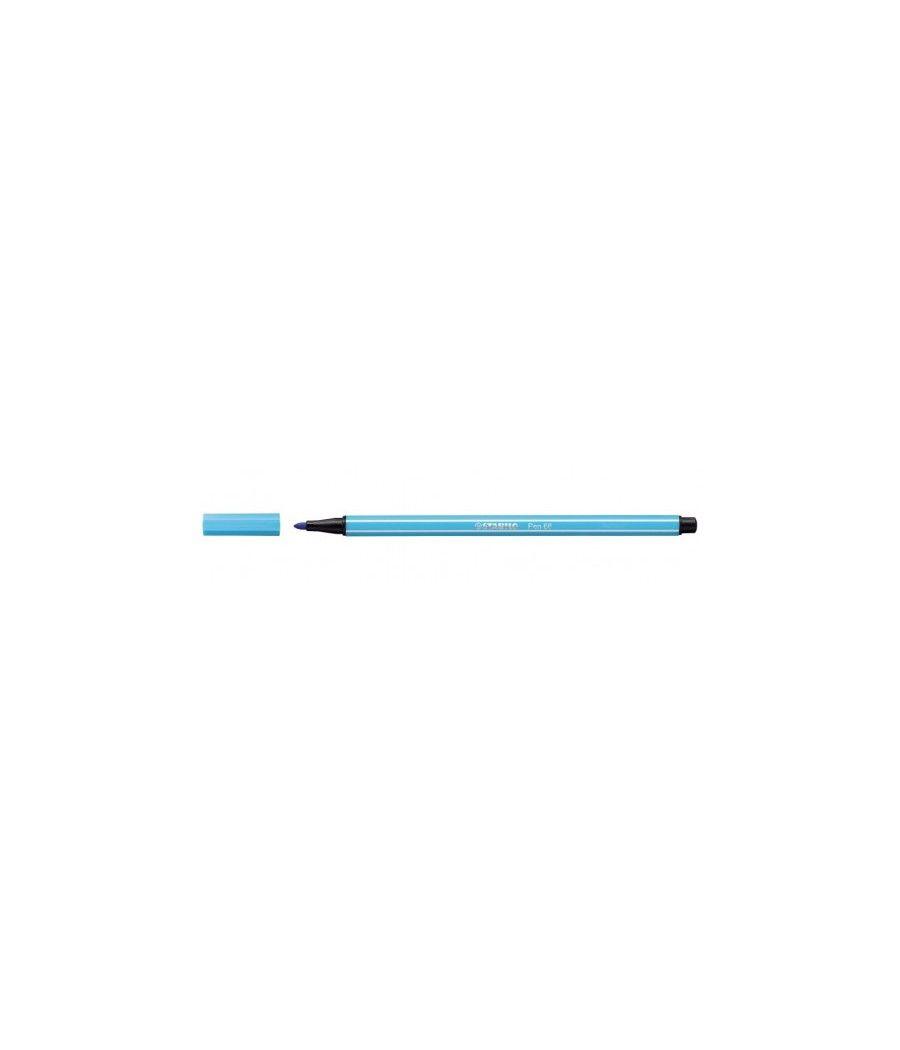 Rotulador punta fibra media 1mm. pen 68 azul celeste stabilo 68/57 pack 10 unidades