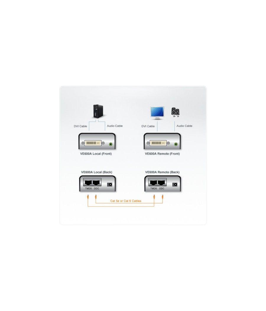 Aten ve600a extensor audio/video transmisor y receptor de señales av negro