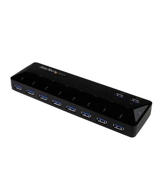 StarTech.com Concentrador USB 3.0 de 10 Puertos - Ladrón con Puertos de Carga y Sincronización - Hub con 2 Puertos de 1,5A - Ima