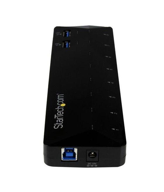 StarTech.com Concentrador USB 3.0 de 10 Puertos - Ladrón con Puertos de Carga y Sincronización - Hub con 2 Puertos de 1,5A - Ima