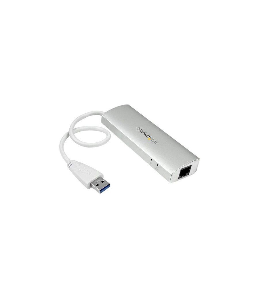 StarTech.com Hub Concentrador de 3 Puertos USB 3.0 con Adaptador de Red Ethernet Gigabit - Imagen 2