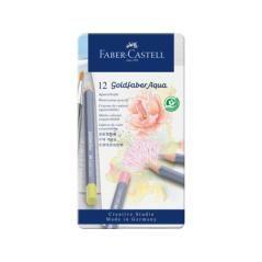 Estuche metálico con 12 lápices de colores pastel acuarelables goldfaber. faber castell 114622