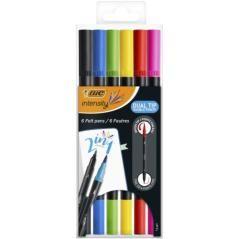 Bic intensity dual tip rotulador negro, azul, verde, púrpura, rojo, amarillo 6 pieza(s)