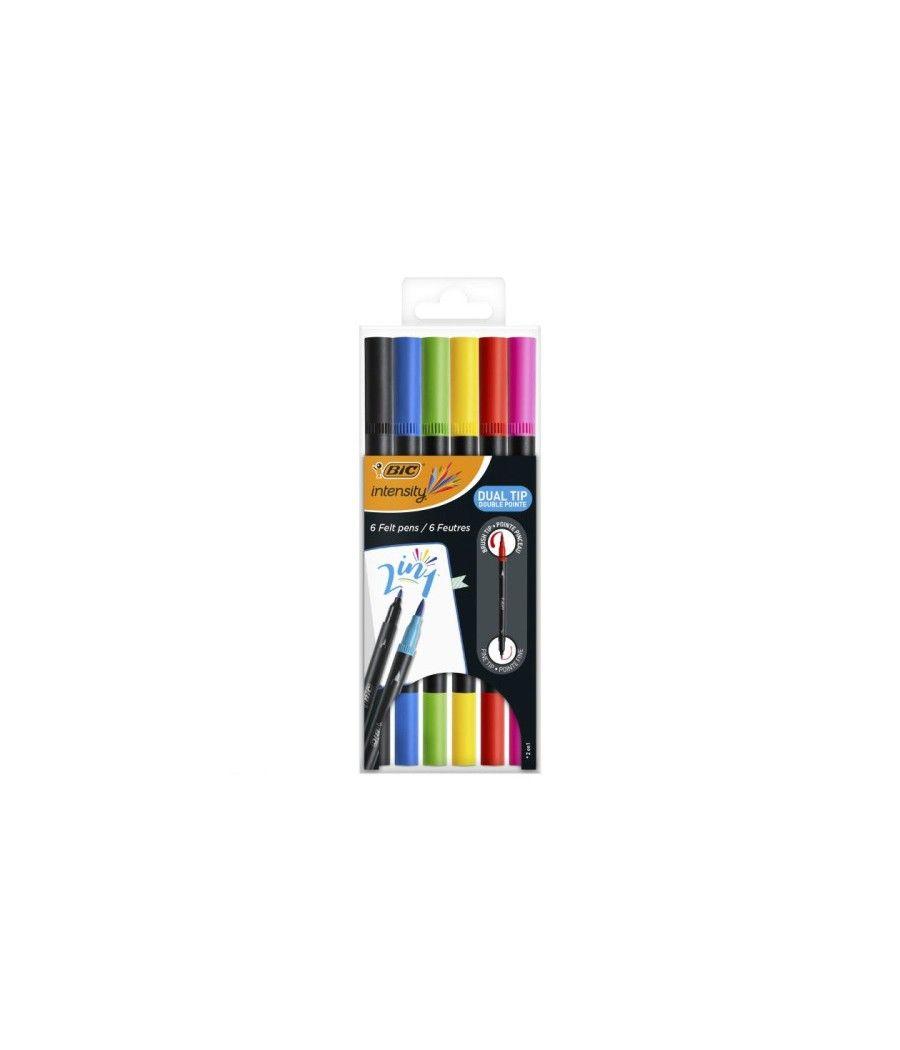 Bic intensity dual tip rotulador negro, azul, verde, púrpura, rojo, amarillo 6 pieza(s)