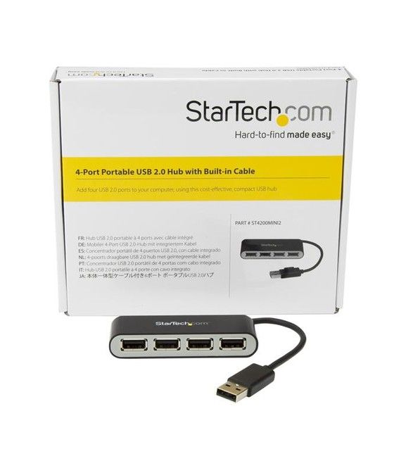 StarTech.com Concentrador Ladrón USB 2.0 de 4 Puertos con Cable Integrado - Hub Portátil USB 2.0 - Imagen 6