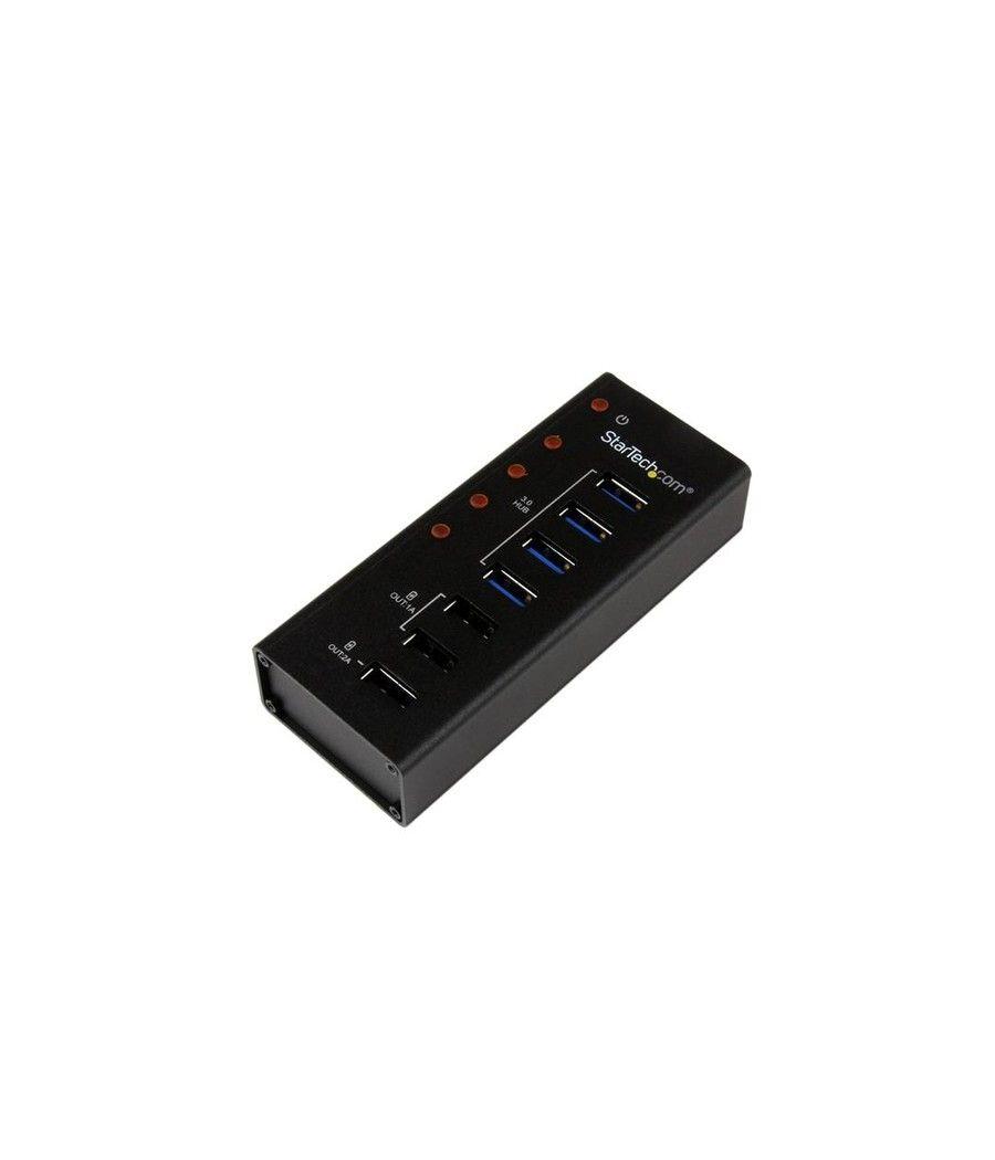 StarTech.com Hub Concentrador USB 3.0 de 4 Puertos y 3 Puertos de Carga USB ( 2x 1A y 1x 2A) - Ladrón con Carcasa de Metal - Ima
