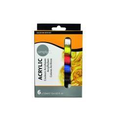 Set pintura acrílica 6x12ml simply daler rowney d126500006