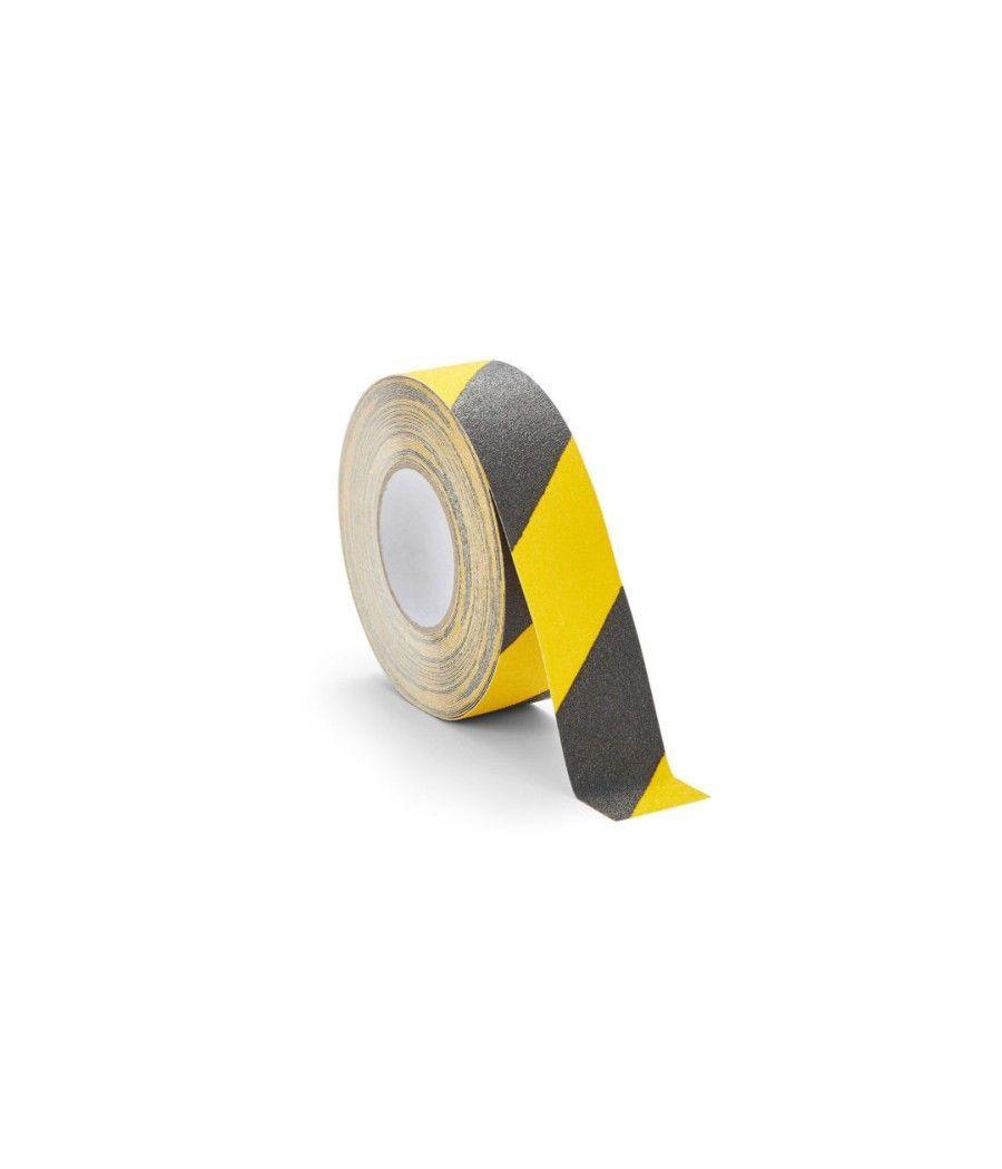 Rollo cinta de seguridad adhesiva antideslizante 50mmx18,3metros negro/amarillo tarifold 197604