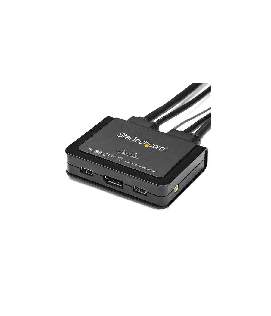 StarTech.com Switch Conmutador KVM de 2 Puertos DisplayPort 4K60Hz con Cables Incorporados - Imagen 2