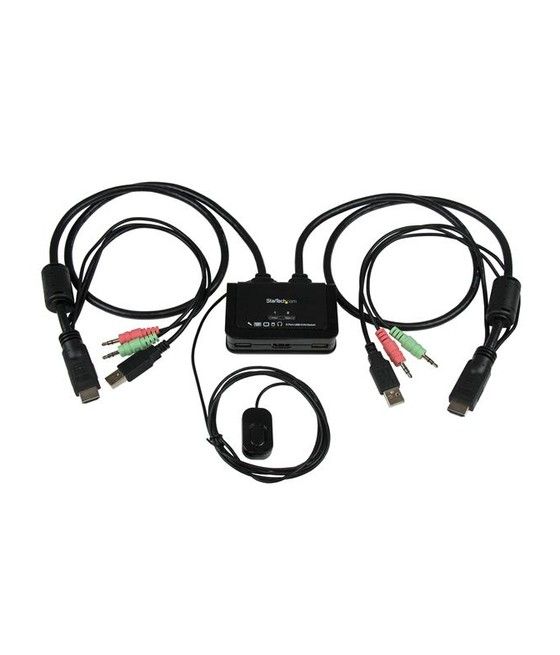 StarTech.com Conmutador Switch KVM 2 puertos HDMI USB Audio con Cables Integrados - 1080p - Imagen 1