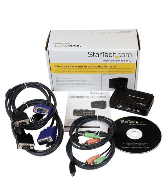 StarTech.com Juego de Conmutador KVM de 2 puertos con todo incluido - USB - Audio y Vídeo VGA - Imagen 7