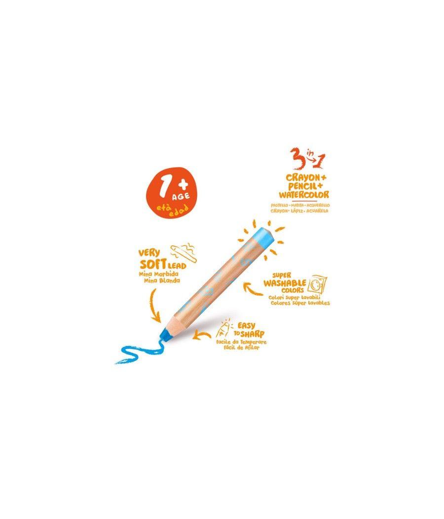 Caja 10 lápices 3 en 1 + sacapuntas carioca baby 42818