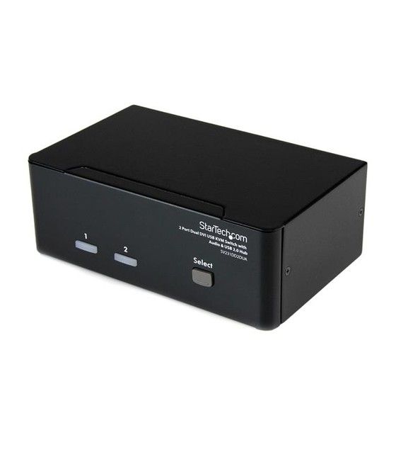 StarTech.com Conmutador Switch KVM de 2 Puertos Doble Monitor DVI Audio 4 Puertos USB 1920x1200 - Imagen 1