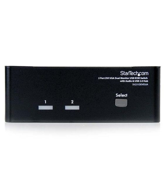 StarTech.com Conmutador Switch KVM de 2 Puertos Doble Monitor DVI VGA Audio 4 Puertos USB 1920x1200 - Imagen 3