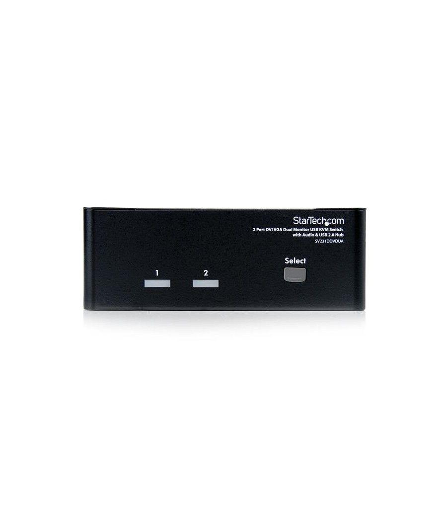 StarTech.com Conmutador Switch KVM de 2 Puertos Doble Monitor DVI VGA Audio 4 Puertos USB 1920x1200 - Imagen 3