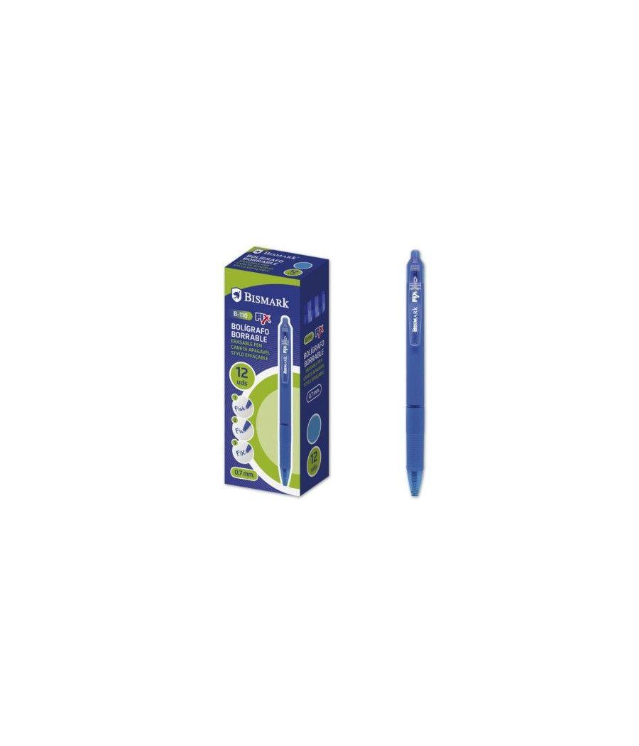 Boligrafo borrable c/clip azul bismark 330215 pack 12 unidades