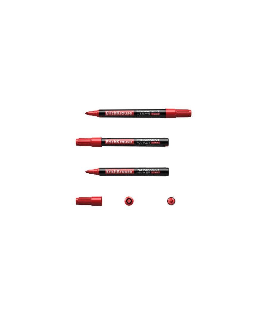 Marcador permanente p-200 rojo erich krause 4779 pack 12 unidades