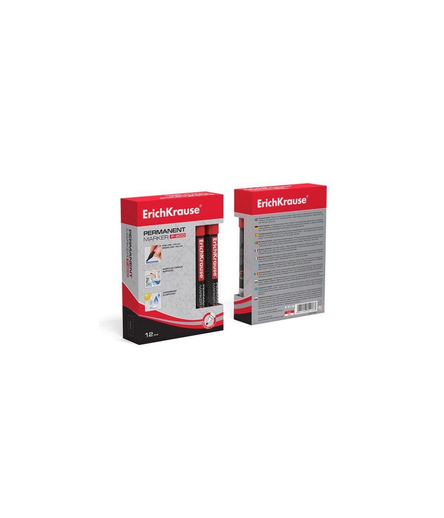 Marcador permanente p-200 rojo erich krause 4779 pack 12 unidades