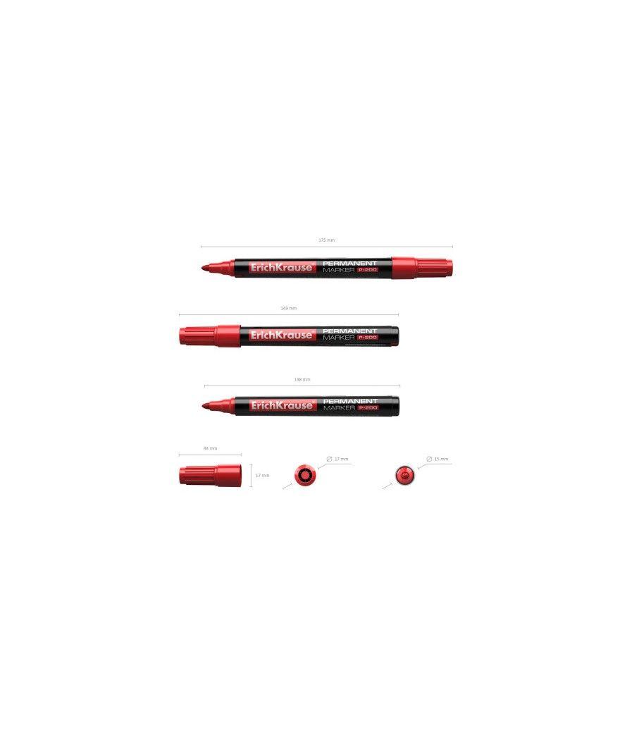 Marcador permanente p-200 rojo erich krause 4779 pack 12 unidades