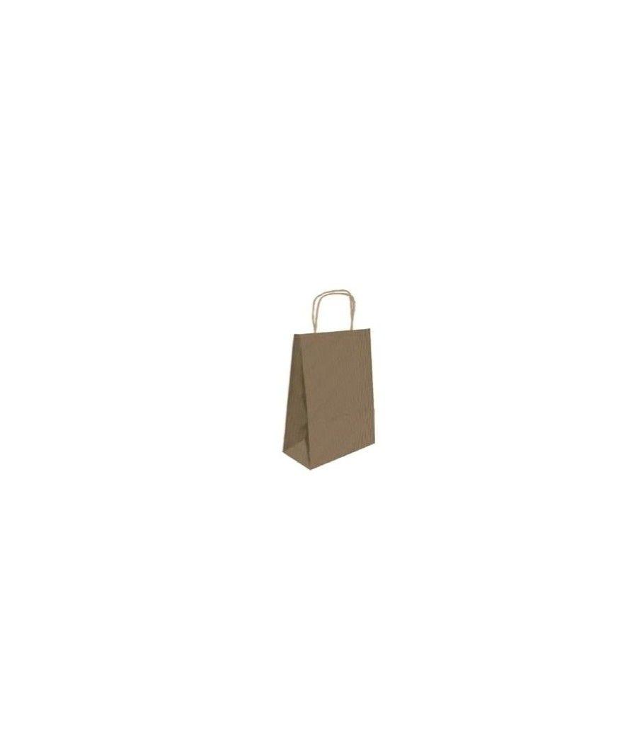 Bolsa papel con asas kraft marron m 27x12x37 cm bismark 329838 pack 25 unidades