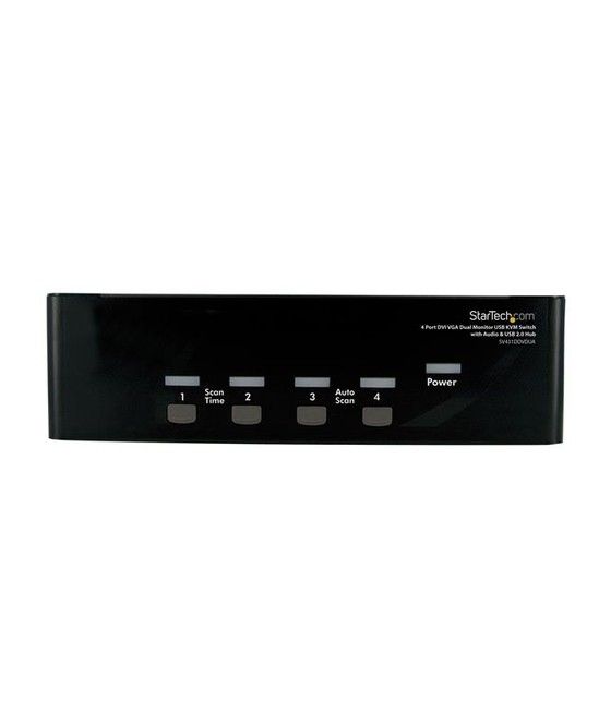 StarTech.com Conmutador Switch KVM 4 Ordenadores 2 Monitores Dobles DVI VGA Audio Puertos USB 1920x1440 - Imagen 1
