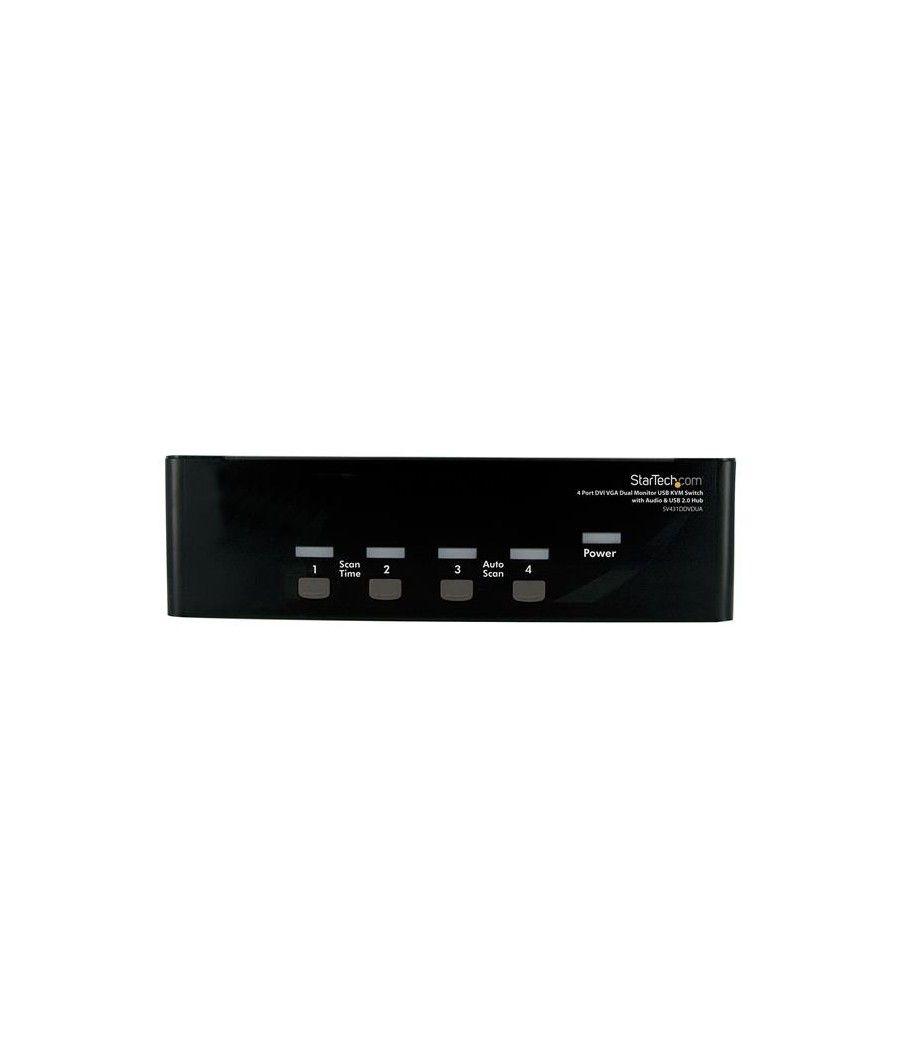 StarTech.com Conmutador Switch KVM 4 Ordenadores 2 Monitores Dobles DVI VGA Audio Puertos USB 1920x1440 - Imagen 2