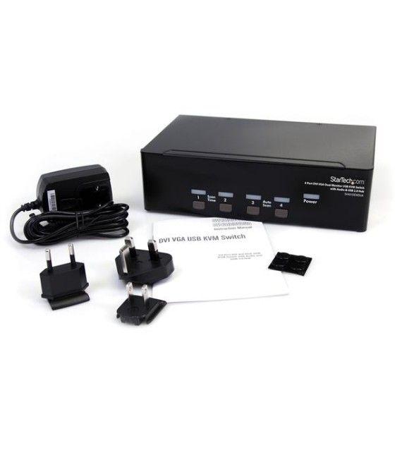 StarTech.com Conmutador Switch KVM 4 Ordenadores 2 Monitores Dobles DVI VGA Audio Puertos USB 1920x1440 - Imagen 4