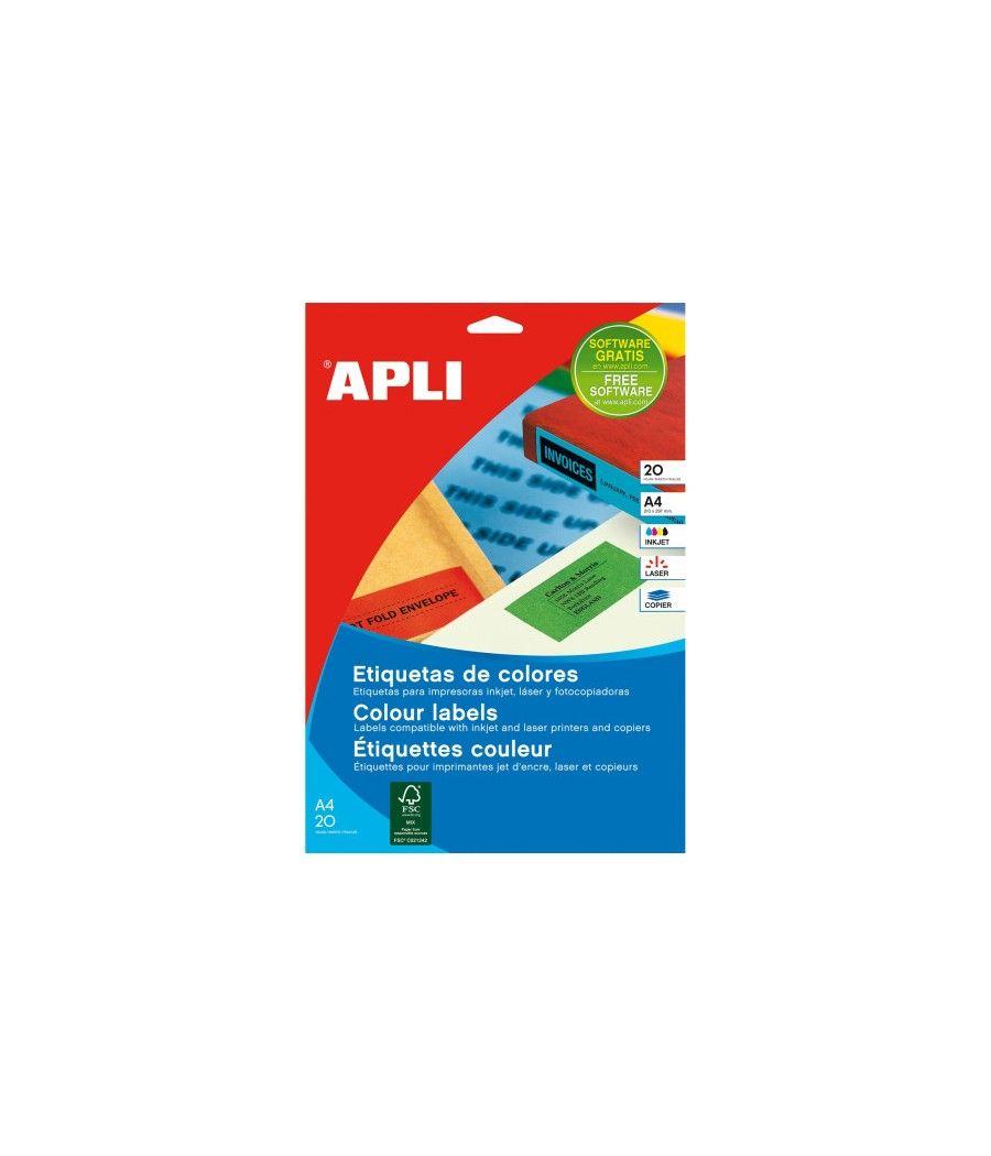 Pack 20 hojas (200 uds) etiquetas amarillas 210x297mm apli 1599