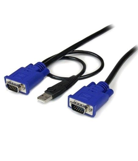 StarTech.com Cable KVM de 3m Ultra Delgado Todo en Uno VGA USB HD15 - 10ft Pies 2 en 1 - Imagen 1