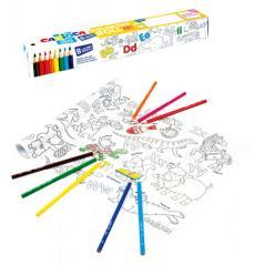 Set coloring roll abc 200 x 30 cm + 8 lápices carioca 42979