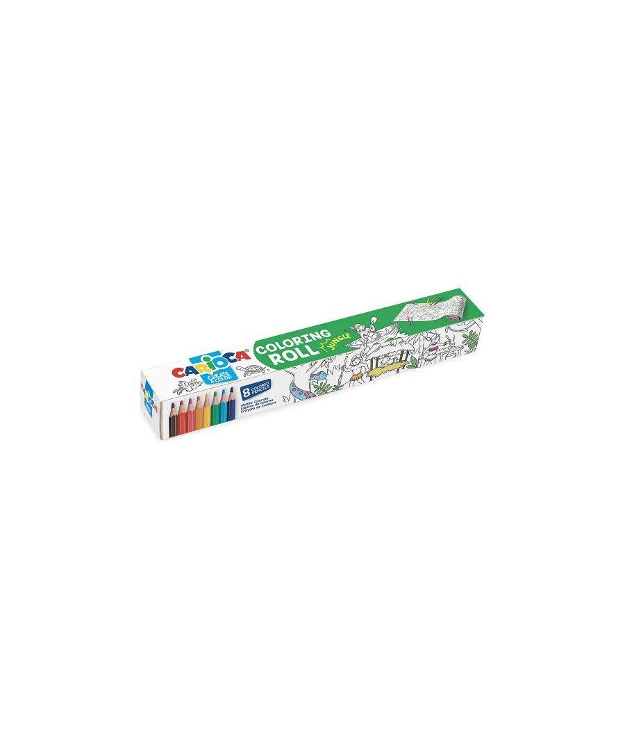 Set coloring roll jungle + 8 pencils carioca 42978