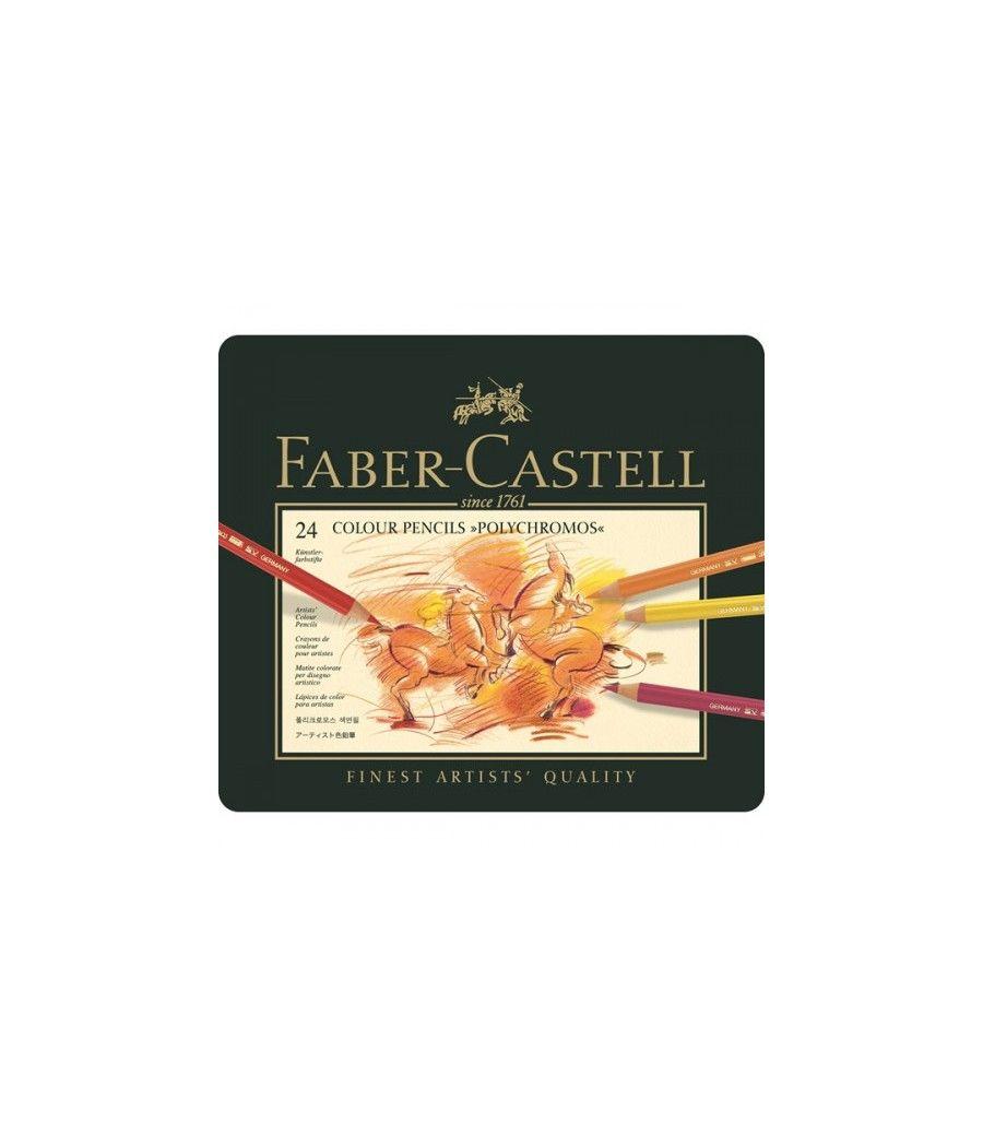 Estuche de metal polychromos con 24 lapices de colores surtidos faber castell 110024