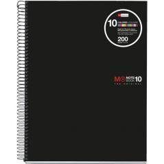 Cuaderno espiral nb-10 a4 200 hojas 5x5mm polipropileno negro miquelrius 47009