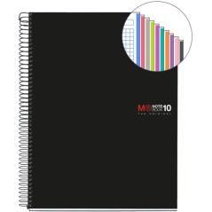 Cuaderno espiral nb-10 a4 200 hojas 5x5mm polipropileno negro miquelrius 47009