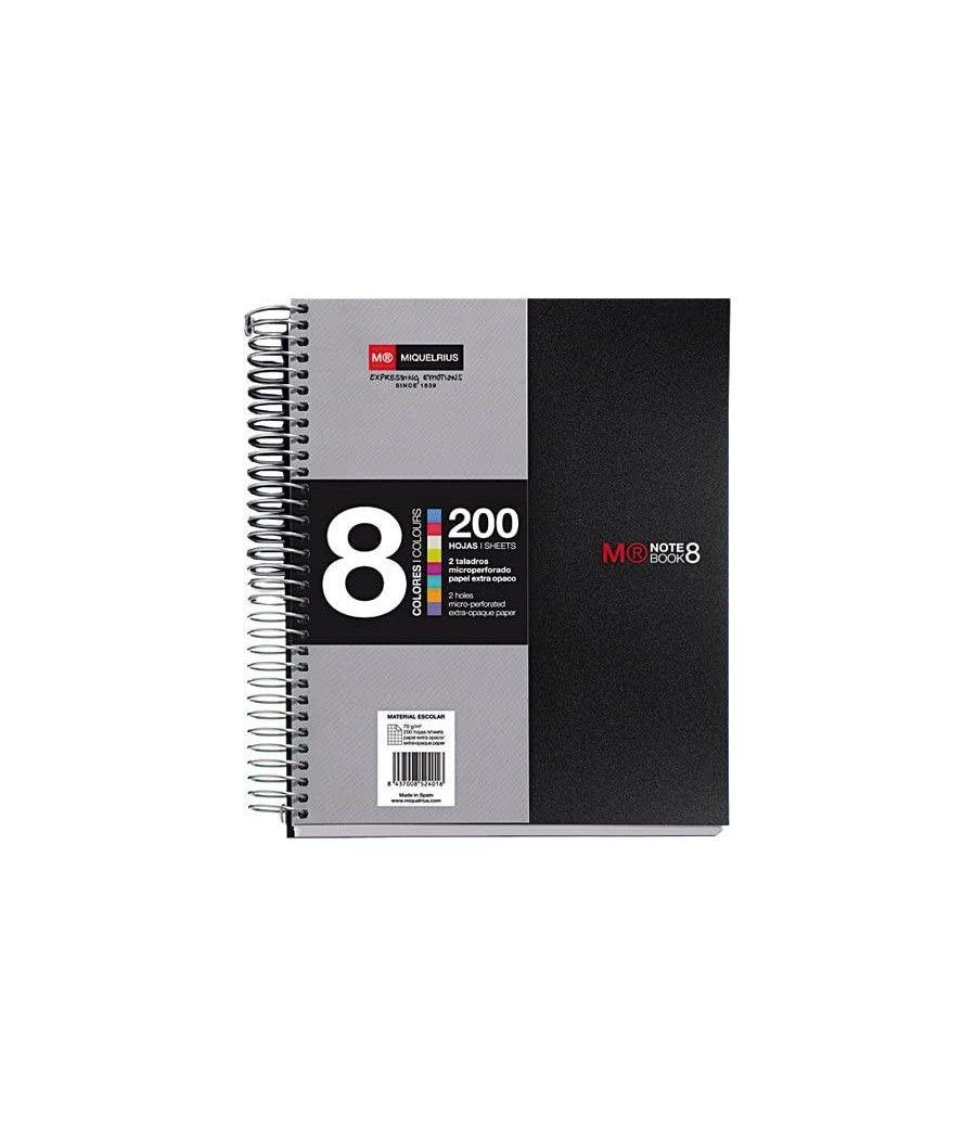 Cuaderno espiral nb-8 a5 200 hojas 5x5mm polipropileno negro miquelrius 42007