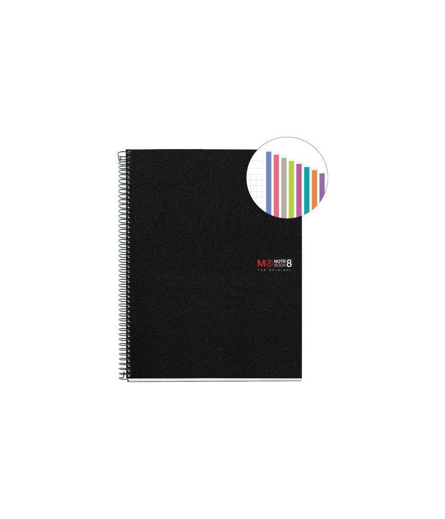 Cuaderno espiral nb-8 a4 200 hojas 5x5mm polipropileno negro miquelrius 42006