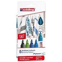 Pack 5 marcadores textiles. colores fríos. edding 4500-5-s-099