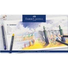 Estuche de metal con 36 lápices de colores goldfaber. faber castell 114736