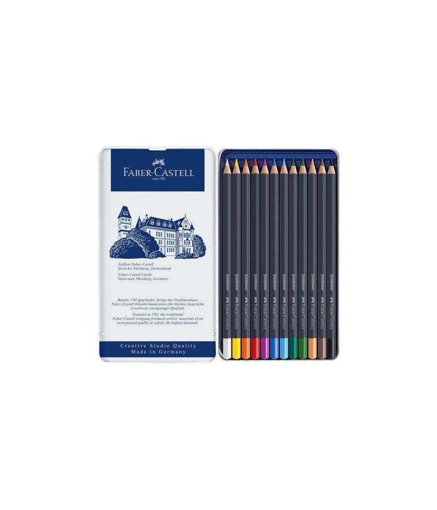 Estuche de metal con 12 lápices de colores goldfaber. faber castell 114712